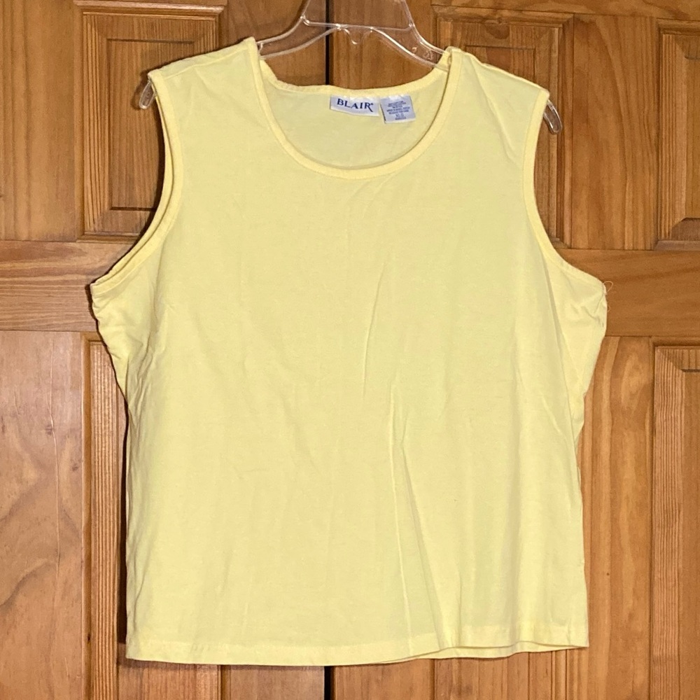 NWOT Blair Vintage 90s Top Sleeveless Blouse Yellow Size XL Extra Large